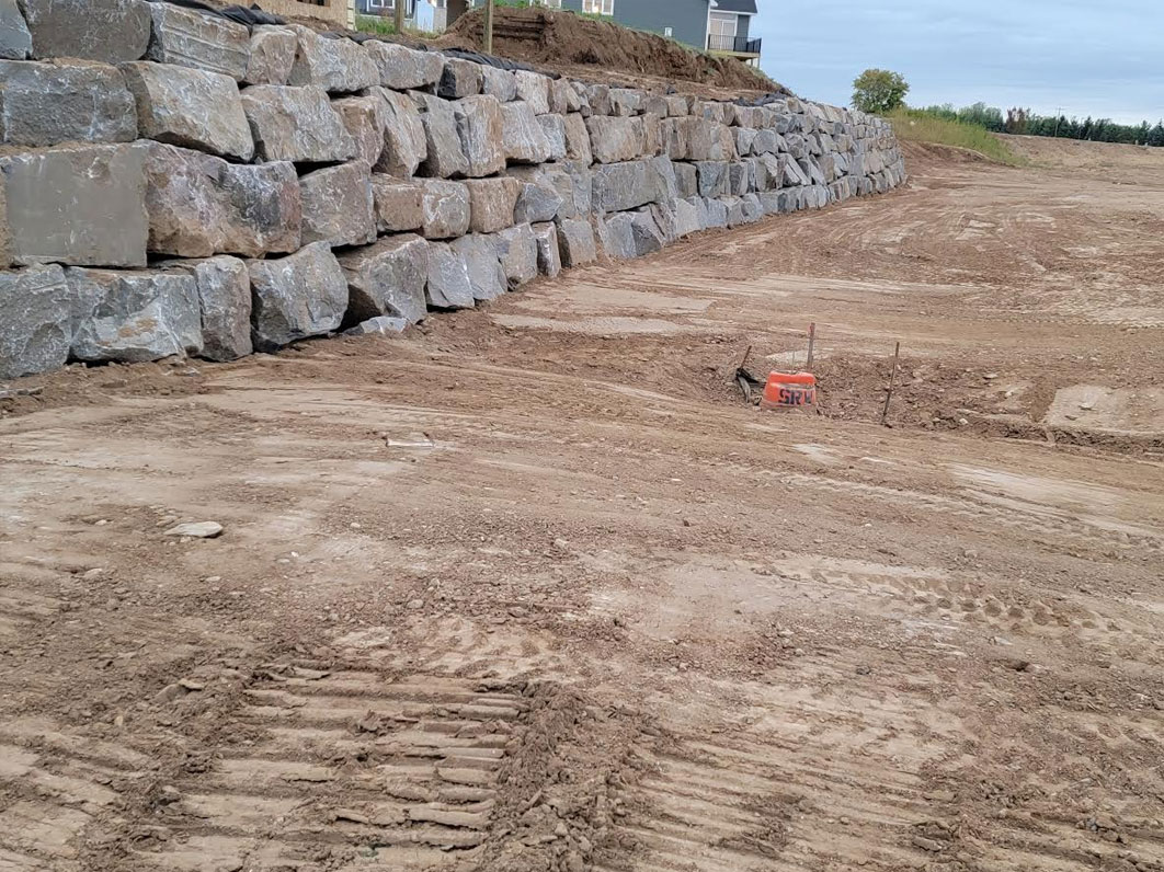 Granite retaining wall