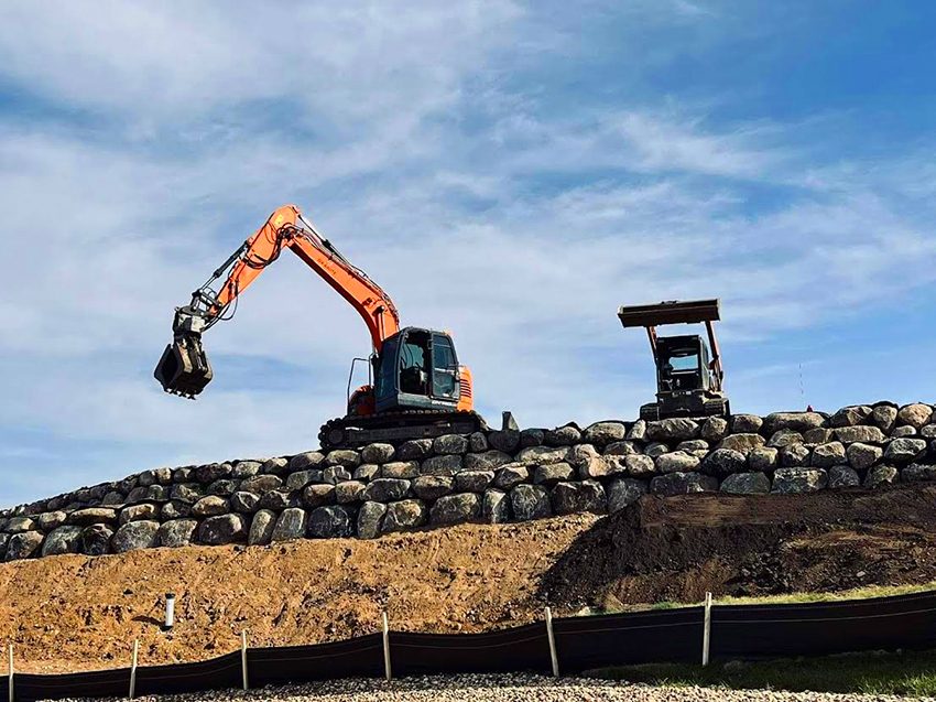Commercial Retaining Wall Under Construction | Granite Companies MN