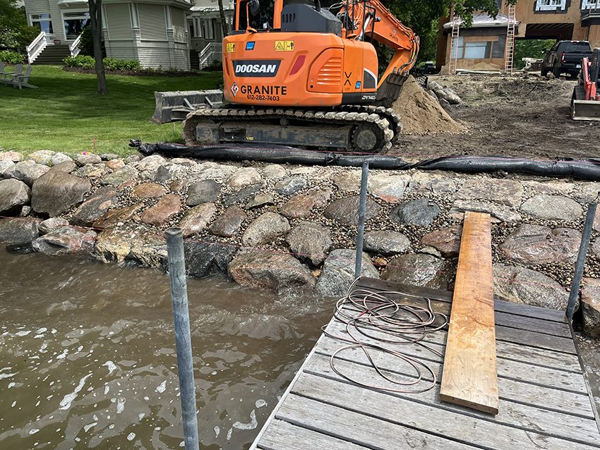 Shoreline Residential Riprap Shoreline Installation Along A Lake | Granite Companies MN