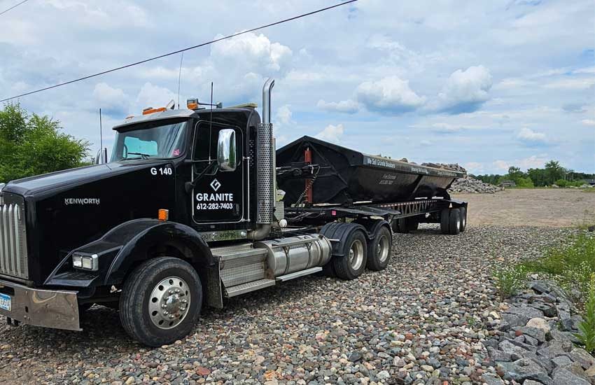 Granite Companies Kenworth delivery truck at quarry yard MN