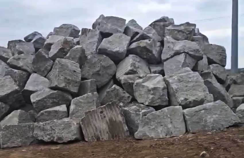 Granite Companies granite boulders stockpile at quarry yard MN