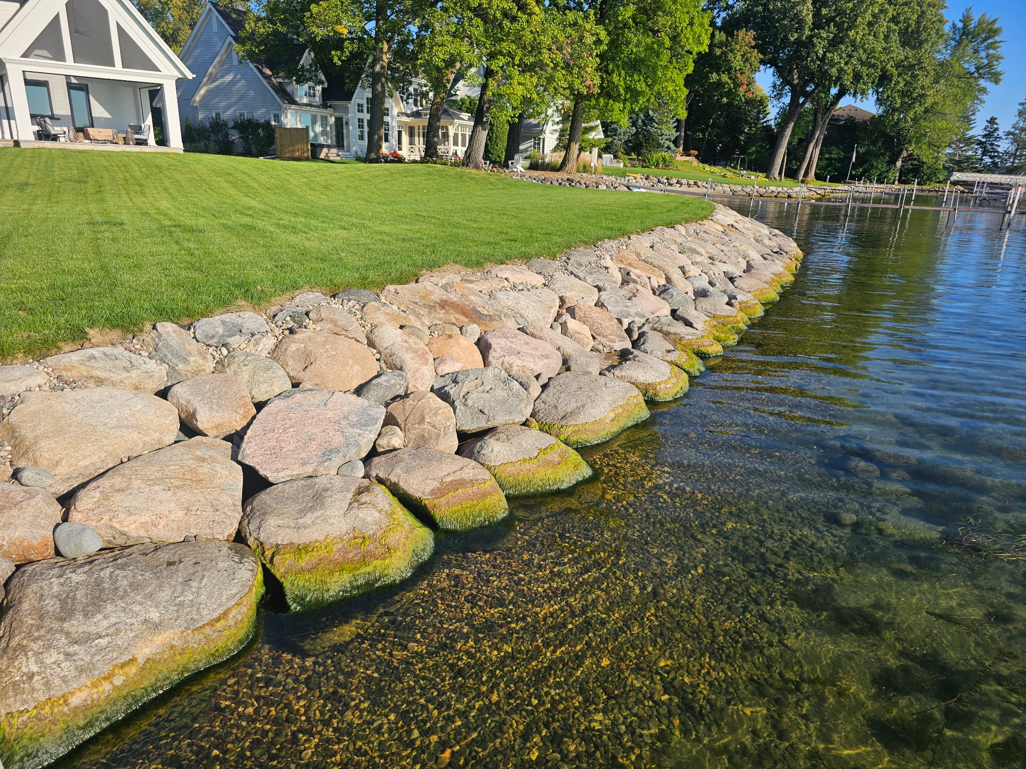 Riprap stone shoreline